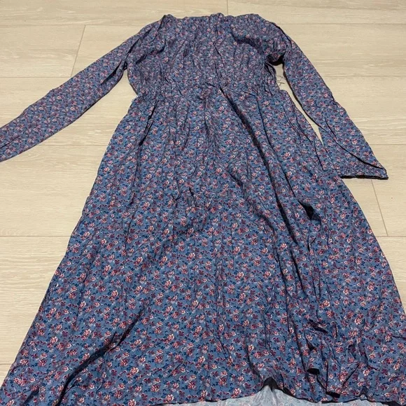 3/$10 La Beca Girls Blue and Pink Floral Long Sleeve Midi Dress - Picture 9 of 9